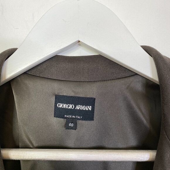 CLEARANCE - Giorgio Armani Brown Microsuede Two Button Blazer with Pockets - Picture 4 of 6